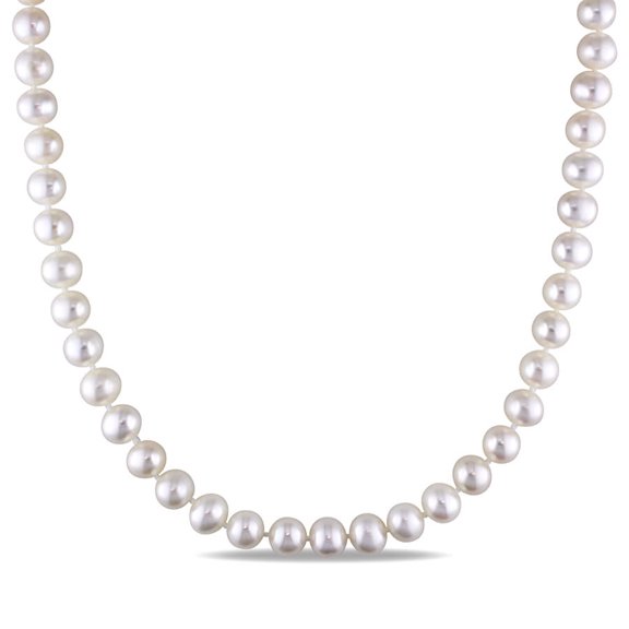 AMOUR 7 - 7.5 Mm Cultured Freshwater Pearl 16in Strand with Sterling Silver Clasp