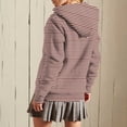 thumbnail image 4 of Womens Hooded Jackets Front Zip Drawstring Stripes Shacket Fleece Thermal Fall Winter Outwear With Pockets (XL, Dark Blue), 4 of 6