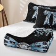 thumbnail image 4 of Manfei Bling Crystal Blue Bow Tie Bed Spread Queen for Teens,Girls Women Vintage Leopard Print Bow Queen Coverlet Set, 4 of 7