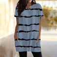 thumbnail image 4 of Duoif Women's Casual V Neck Short Sleeve Dress Loose Fit T Shirt Dress with Pockets Navy XXL, 4 of 9