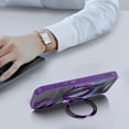 thumbnail image 6 of ELEHOLD Magnetic Clear Case For iPhone 17 Pro With Lens Film, Shockproof Anti-Scratch 360° Ring Holder Stand PC+TPU Protection Case Cover For iPhone 17 Pro ,Darkpurple, 6 of 11
