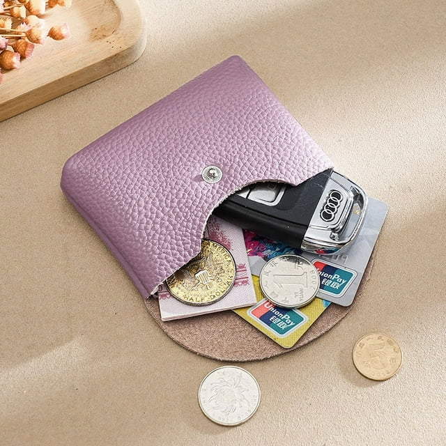 Monedero de cuero genuino simple para mujer, tarjetero multifunción, monedero pequeño de gran capacidad para mujer, billetera pequeña de cuero suave