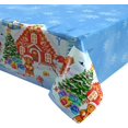thumbnail image 3 of 1pc Blue 54" x 108" Rectangular Blue Gingerbread Man Christmas Tablecloth - Washable and Stain Resistant - for Christmas, New Year, Birthday Party, Home Table Decor, 3 of 5