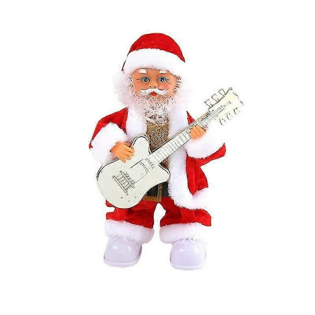 Battery Operated Guitar Playing Santa Man Decor Music Rocking Xmas Home Decoration For Holiday Party Festival
