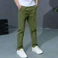 thumbnail image 4 of Scyoekwg Boys Pants Baggy Pants Elastic Waistband School Uniform Sweatpants Versatile Pants with Pocket Spring Fashion Solid Color Comfy Casual Army Green 11-12 Years, 4 of 7