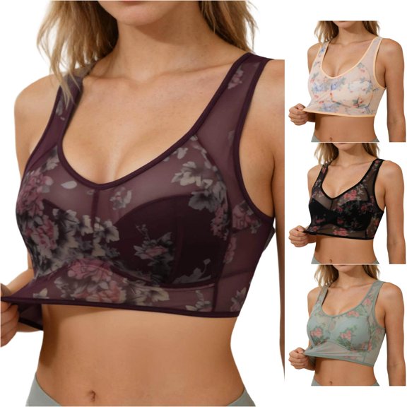 Rhuody Womens Bras Ice Silk Lace Comfort Bra Ellebloom Bra For Seniors Sagging Wire Bra Elegant Multi‑Purpose Undergarment