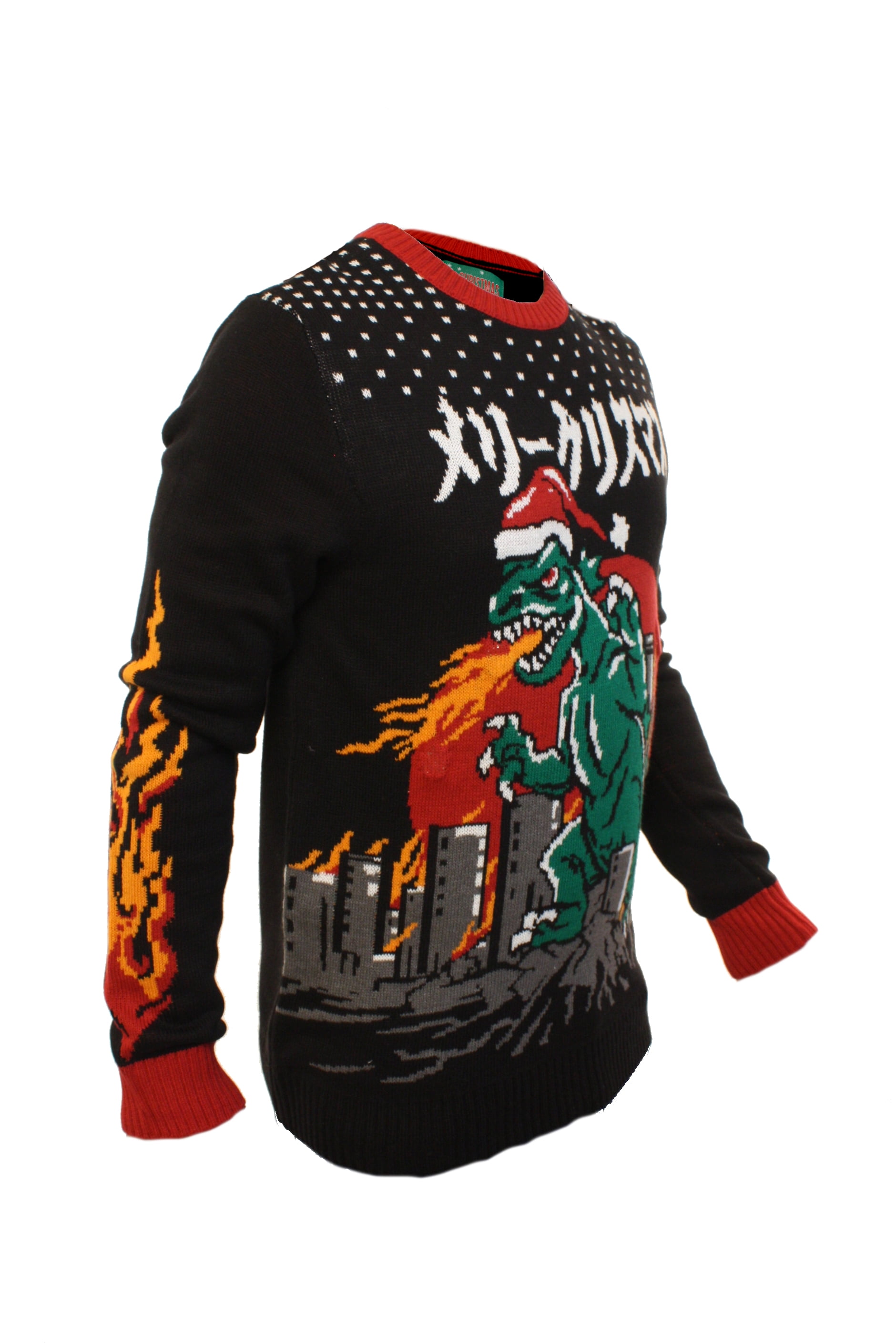 Ugly Christmas Sweater Men's Godzilla 