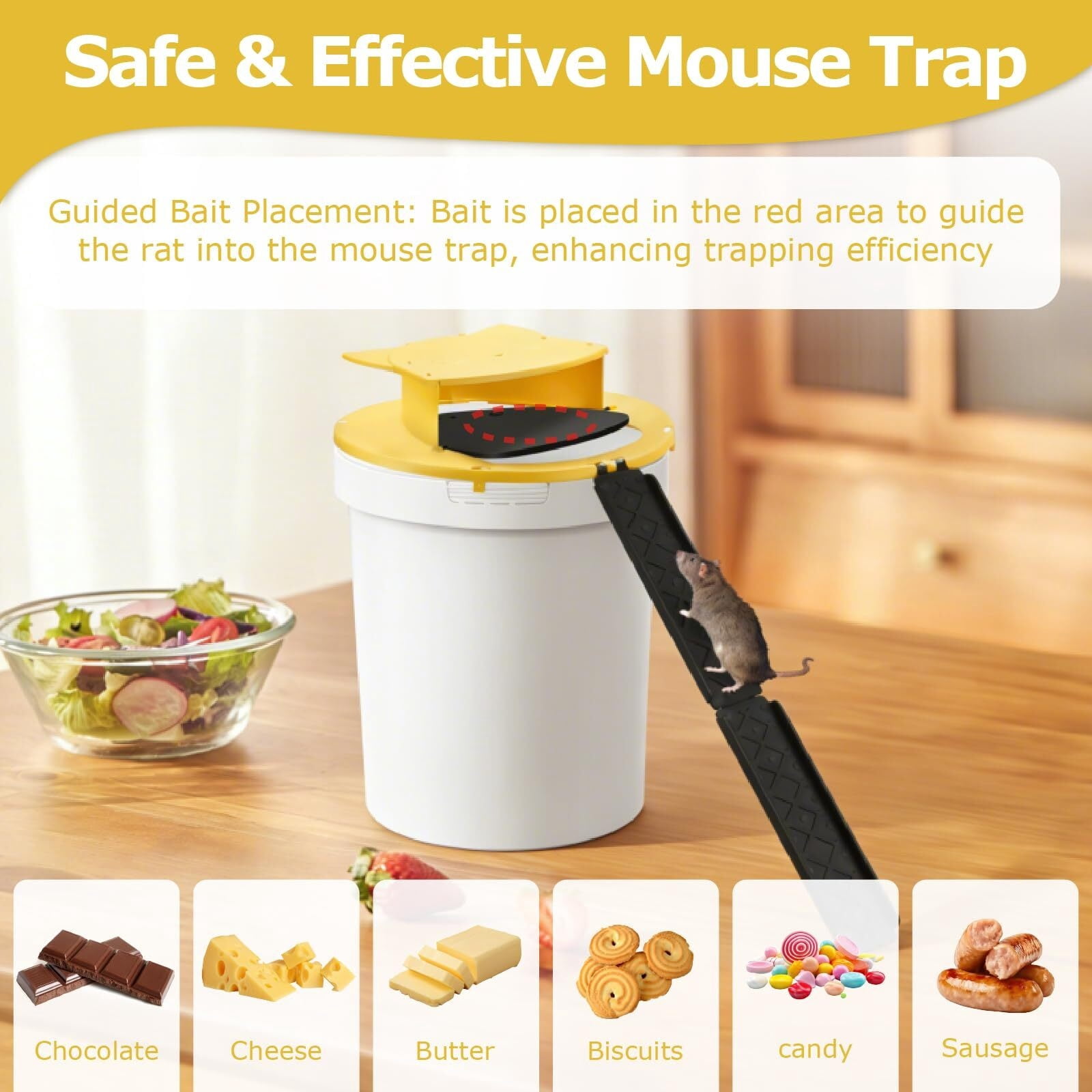 5Gallon Mouse Trap Bucket Lid Set, Auto Reset Reusable Humane Mouse & Rat Traps, MultiCatch Bucket Lid for Indoor and Outdoor Use, 4Pack