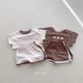 thumbnail image 3 of Camiseta con estampado de oso pequeño para niños y niñas, pantalones cortos de algodón, jersey de cuello redondo, ropa de manga corta para el hogar, trajes de 2 piezas, 3 of 5