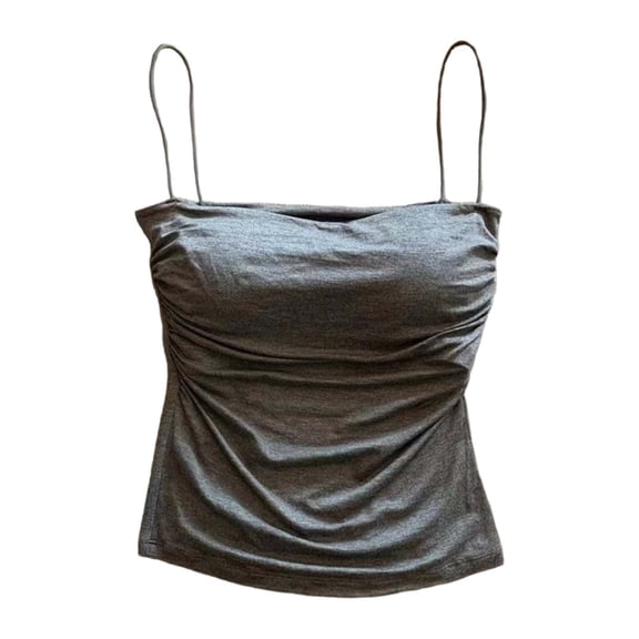 Womens Tank Tops with Built-in Bra Spaghetti Strap Solid Casual Summer Top