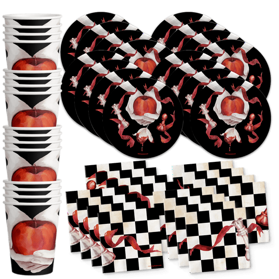 Vampires and Werewolf Birthday - 48 Piece Birthday Party Supplies Set - Disposable Halloween Tableware Kit Includes 8 Inch Dessert Plates Napkins and Cups for 16 Guests