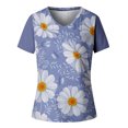 thumbnail image 4 of USSUMA Cute Comfy Summer Tops for Women 2022 Trendy Floral Print Womens Tunic Tops V Neck Basic Shirts Tees Short Sleeve Dressy Blouses for Women, 4 of 5