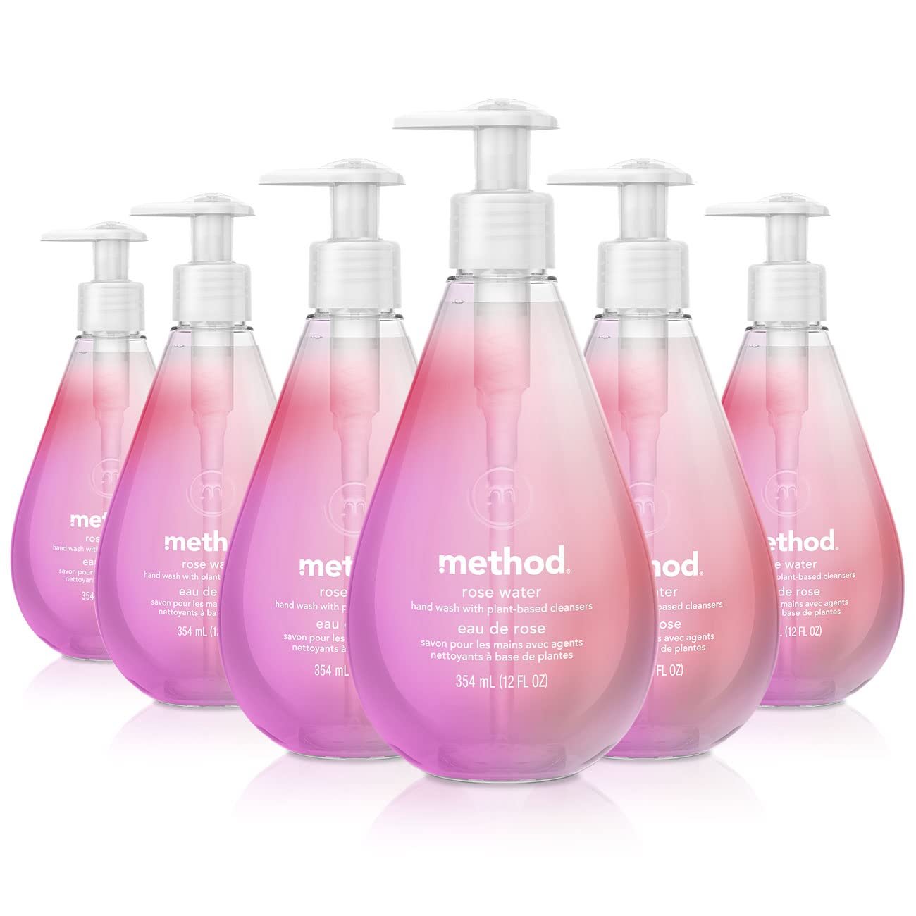 Method Gel Hand Wash, Rose Water, 12 oz, 6 pack, Packaging May Vary