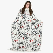 Tirrinia Sherpa Wearable Blanket for Adult Women and Men, Super Soft Comfy Warm Plush Fleece Blanket with Sleeves, Wrap Robe Cover for Sofa and Couch, White ABS Tractface, 55" x 72''
