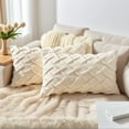 thumbnail image 2 of Unique Bargains Pack of 2 Soft Solid 3D Weaving Throw Pillow Covers Beige 20" x 12", 2 of 7