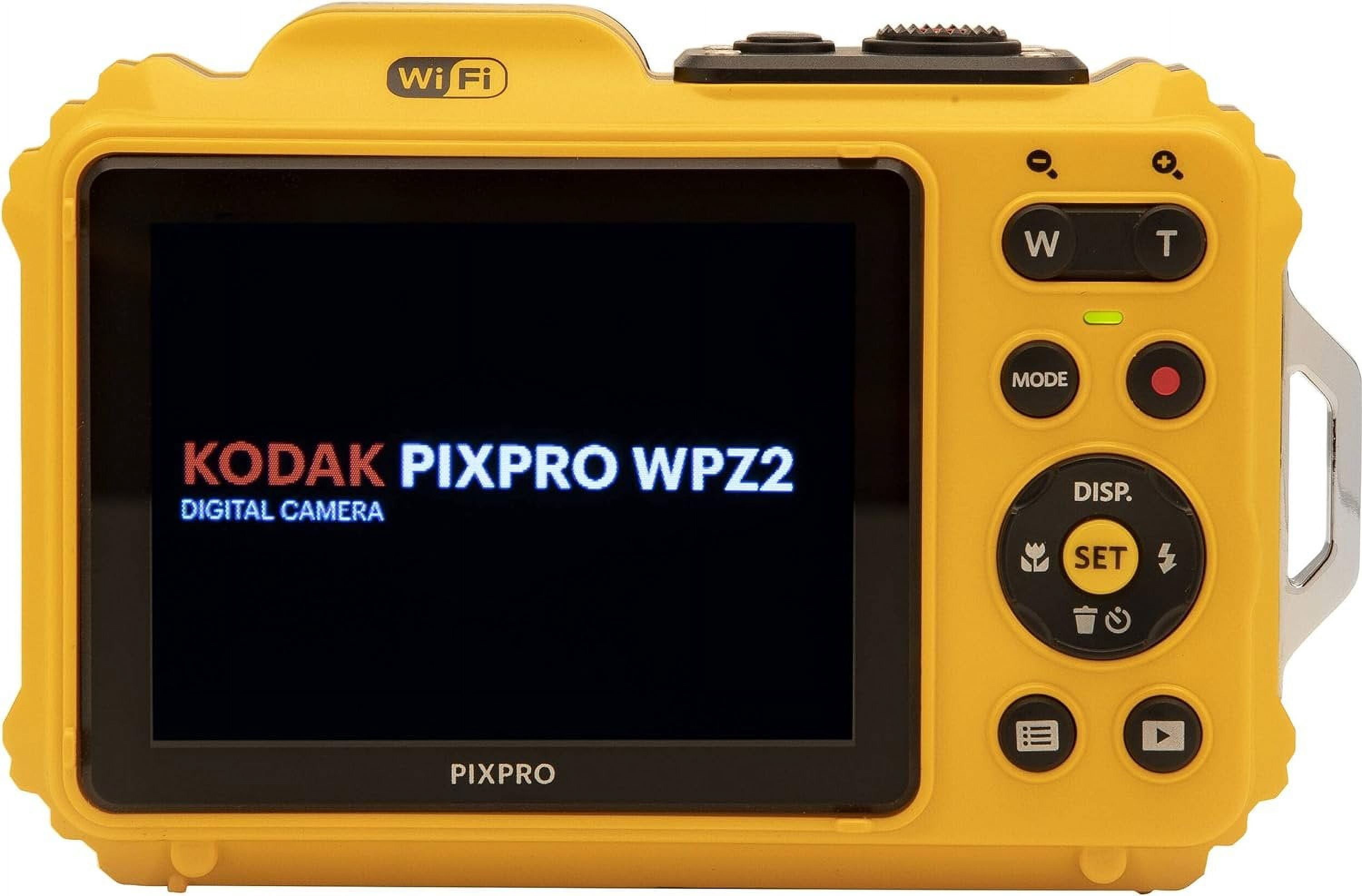 Kodak PIXPRO WPZ2 Rugged Waterproof Shockproof Dustproof WiFi Digital Camera 16MP 4X Optical Zoom 1080P Full HD Video Vlogging Camera 2.7" LCD Yellow + 32GB Card + Case + Floating Strap + Bundle