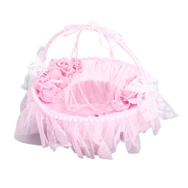 Cesta para niña de flores, cesta de flores para boda, cesta de flores de encaje, cesta para niña de flores para boda, multifuncional