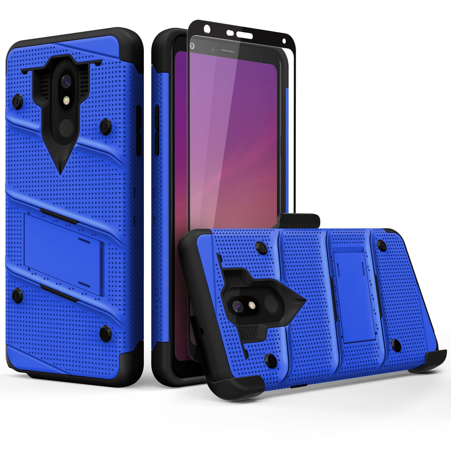 ZIZO BOLT Series for LG Stylo 5 Case Military Grade Drop Tested with Full Glass Screen Protector Holster and Kickstand Blue Black