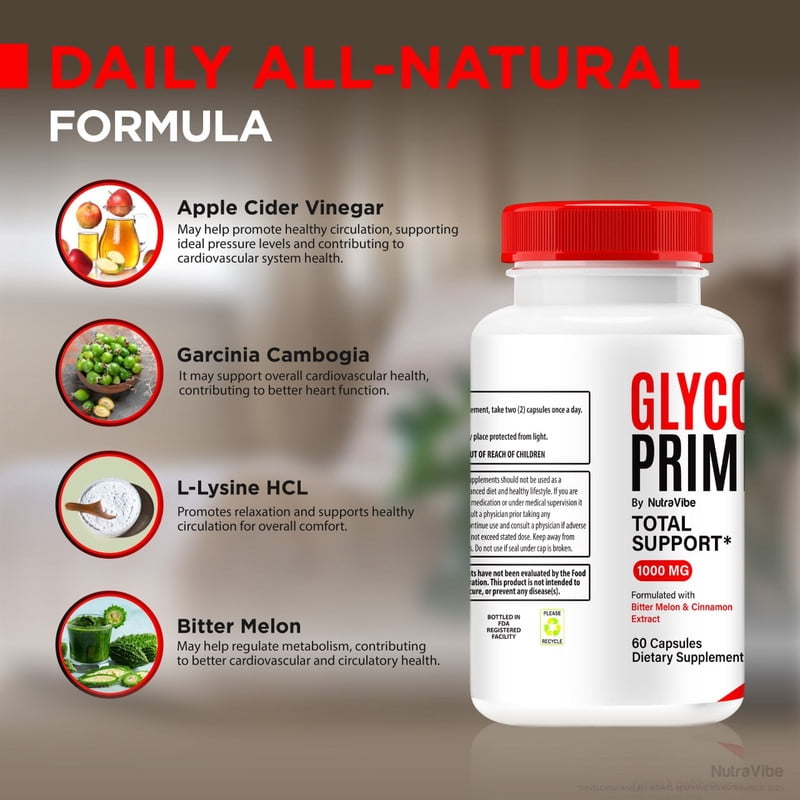 (2 Pack) Glyco Prime Capsules, Original GlycoPrime Formula - Naturally Supports Healthy Circulation, Stable Levels and Energizes the Body, Official Review (120 Capsules)