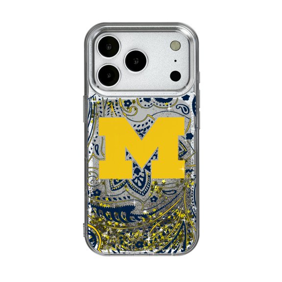 Michigan Wolverines iPhone Glitter Paisley Design Case