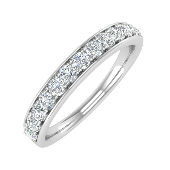 1/2 Carat Round Diamond Wedding Band Ring in 14K White Gold (Ring Size 8.25) (I1-I2 Clarity)