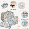 thumbnail image 3 of Makeup Bag Quilted Cosmetic Bag Large Floral Cotton Makeup Bag Set Travel Toiletry Bag for Women 3 Piece Storage Organizer, 3 of 5