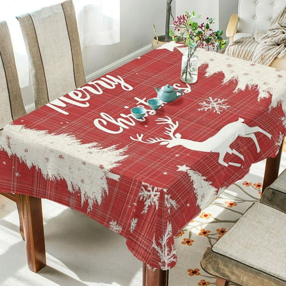 BZSMCE Square Tablecloth Christmas Tree and Reindeer Pattern Tableclothes