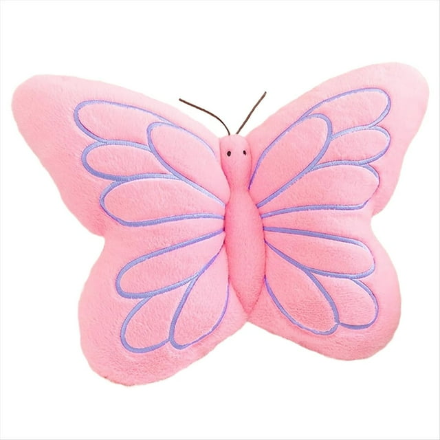 Cojín de Mariposa con Forma de Mariposa, Suave y de Felpa, Ideal para Dormitorio, Sala de Estar, Sofá, Color Rosa.