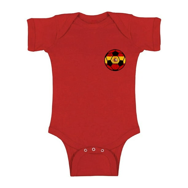 Awkward Styles Awkward Styles Spain Soccer Short Sleeve Baby Bodysuit Spain One Piece Top For Baby Spanish Baby Bodysuit Spain Flag Bodysuit For Baby Boy Spain Soccer Ball One Piece For