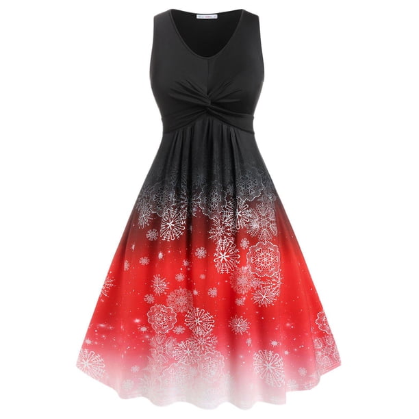 Vestido Talla Extra Estampado Copo de Nieve Color Ombre Rosegal Vestidos casuales de talla grande