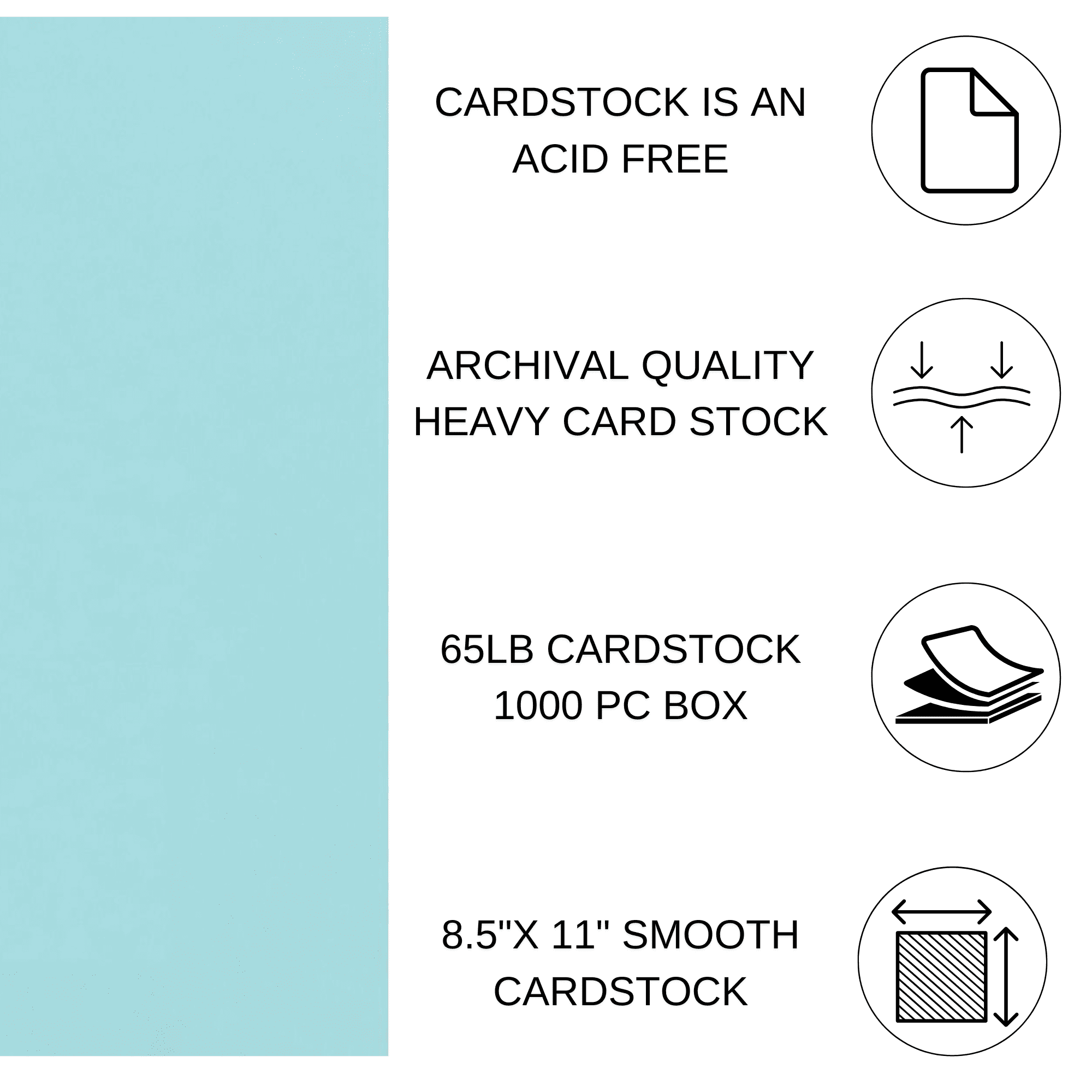 PA Paper Accents Smooth Cardstock 8.5" x 11" Baby Blue, 60lb colored cardstock paper for card making, scrapbooking, printing, quilling and crafts, 1000 piece box