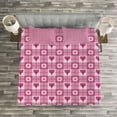 thumbnail image 3 of Ambesonne Abstract Quilted Bedspread Set 3 Pcs, Heart and Flowers Petals, Queen Size, Pale Pink and Magenta, 3 of 3
