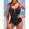 thumbnail image 3 of Sociala Ribbed V Neck One Piece Swimwear for Womens Tummy Control Monikini Swimsuit, 3 of 6