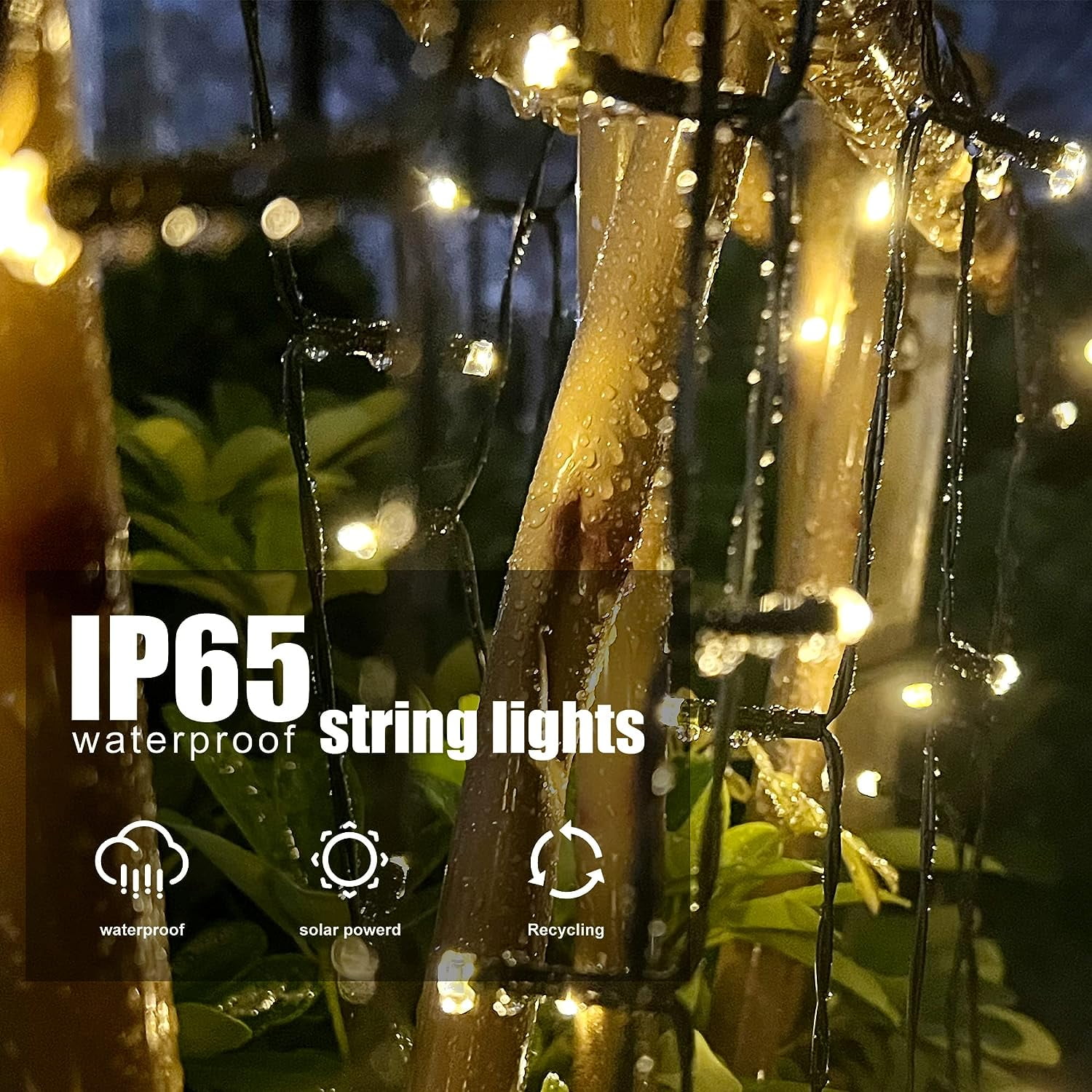 Pack of 4 100 LED Warm White Outdoor Solar String lights for Garden Wedding Party Lamps