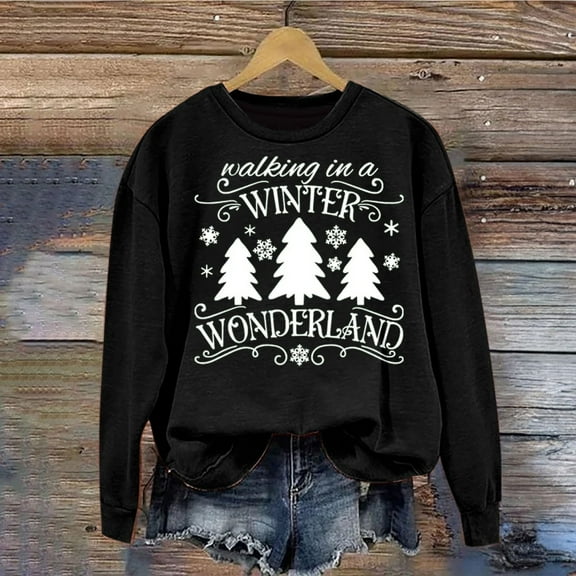 Uootdi Sweaters for Women Christmas Snowflake Gift Print Knitted Long Sleeve Sweater Casual LooseCrew Neck Top Pullover Funny T ops