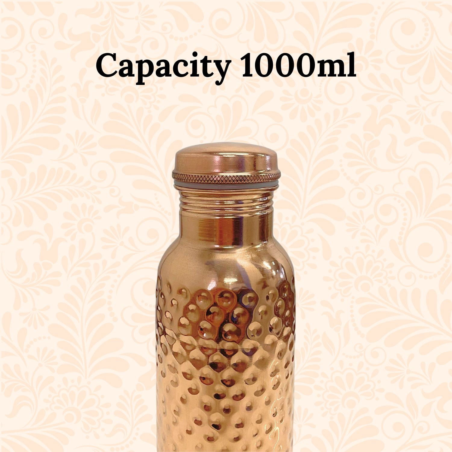 SuperGeneriX 34 oz Copper Water Bottle - Leakproof Travel Bottle (Copper Hammered)