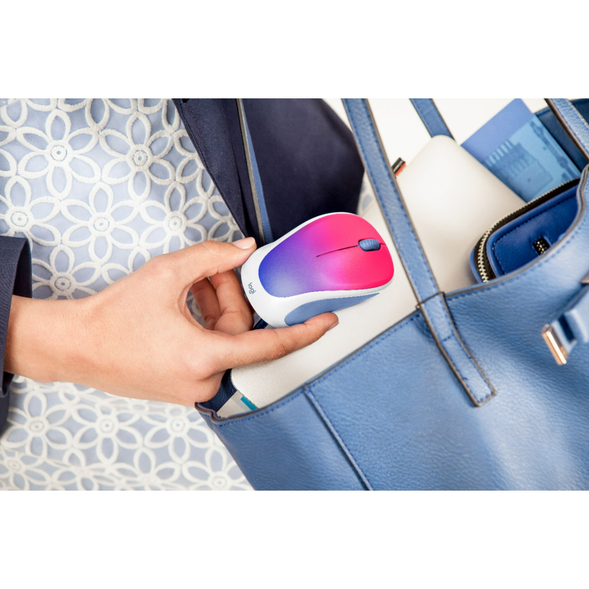 Restored Logitech M317 Design Collection Wireless Optical Mouse - Blue Blush (Refurbished)