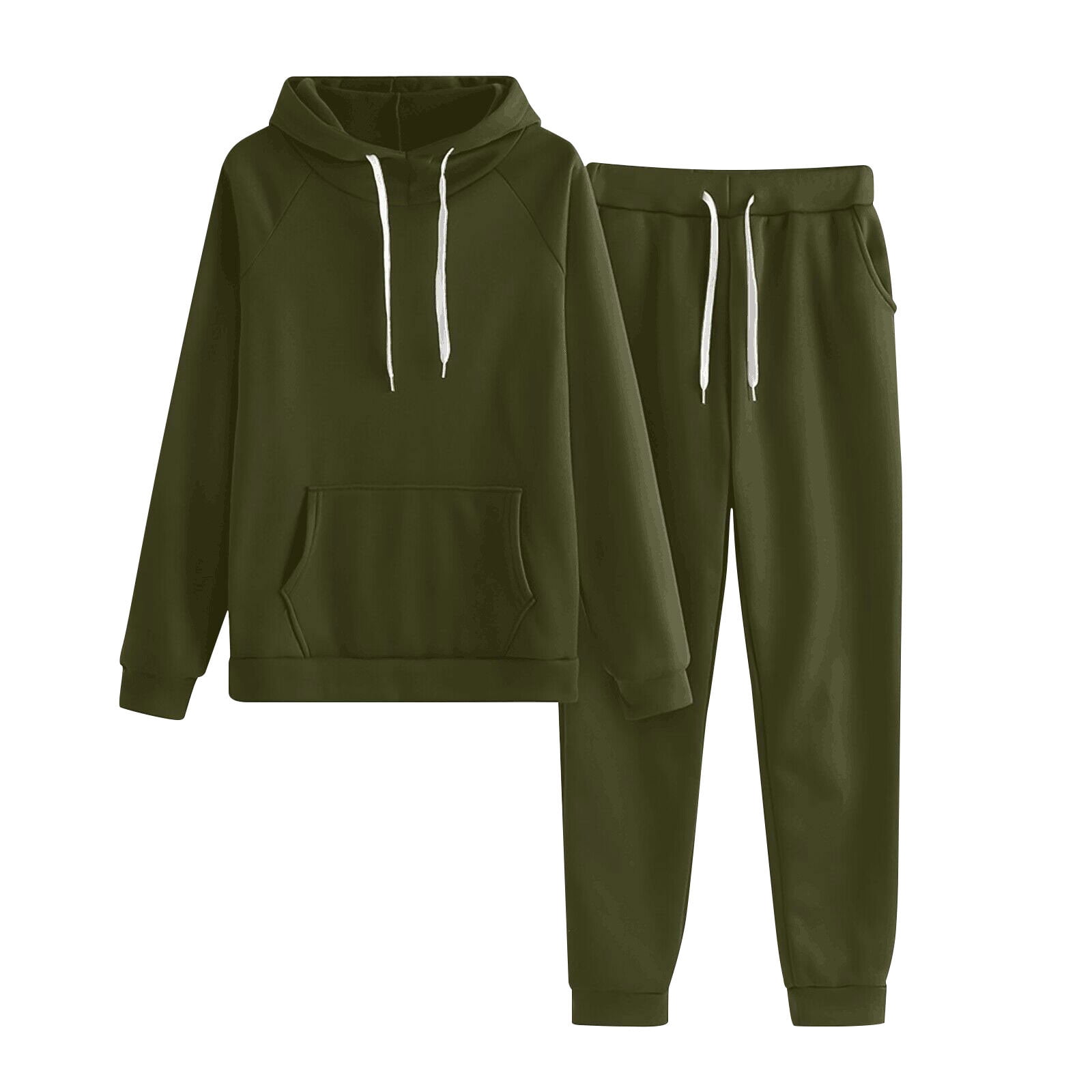 Edvintorg Women's Solid Tracksuits Set Hooded Pullover Sweatshirt And ...
