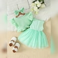 thumbnail image 3 of IWEMEK Little Girls Outfits Casual Summer Crewneck Sleeveless Sundress Solid Green Rib Knitted Comfy Party Suits 2025, 3 of 7