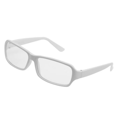 White Rims Plastic Arms Clear Lens Plano Glasses for Ladies