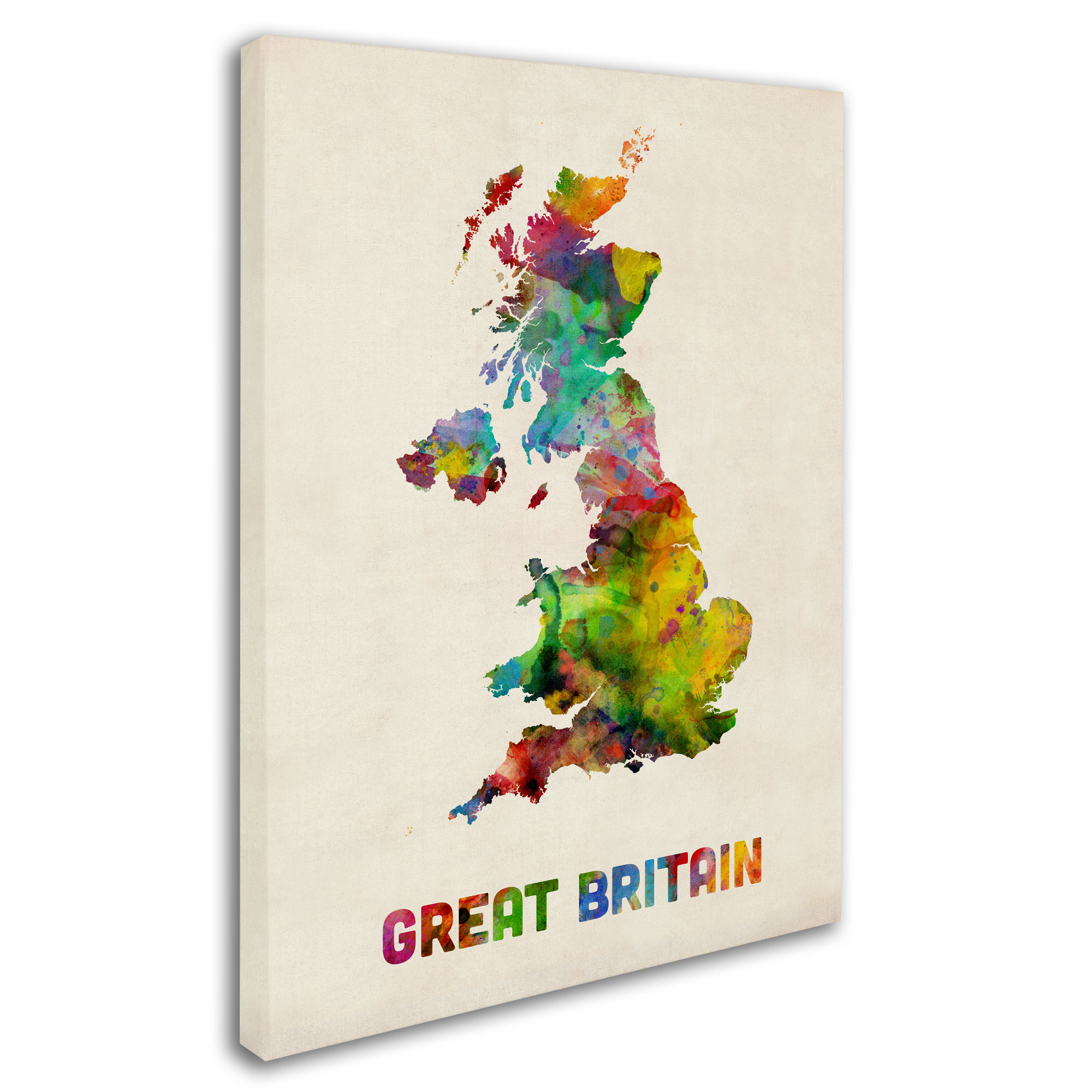 Trademark Fine Art "UK Watercolor Map" Canvas Art by Michael Tompsett
