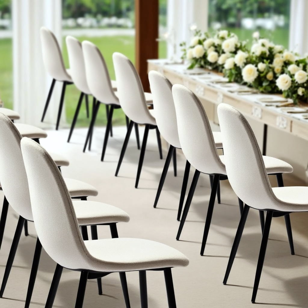 Homy Casa Dining Chairs Set of 4, Upholstered Side Chairs Indoor/Outdoor Use, Beige