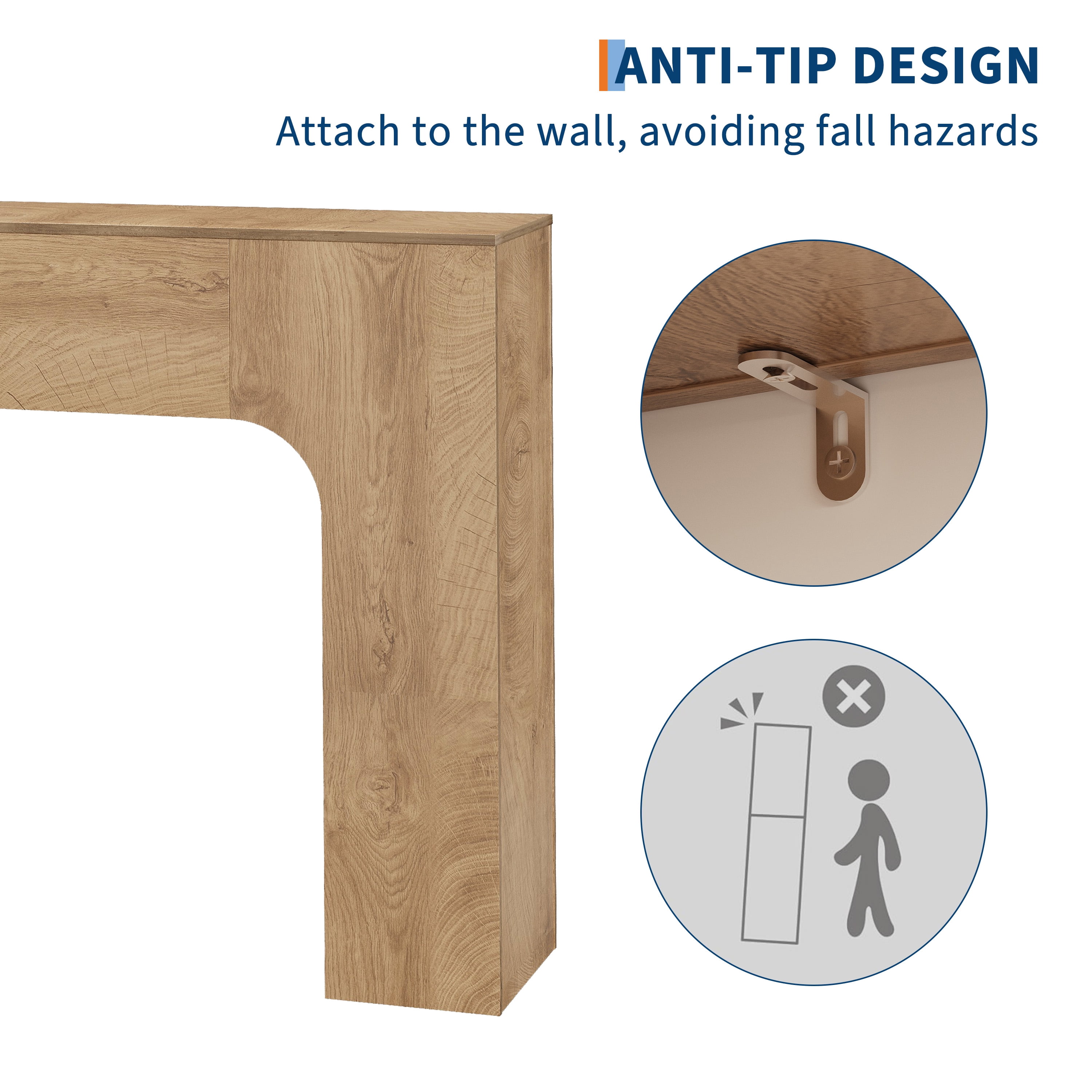47 Inch Long Console Table for Entryway, Slim Narrow Entrance Hall Table, Farmhouse Wood Sofa Table Behind Couch for Living Room Foyer, Rustic Natural