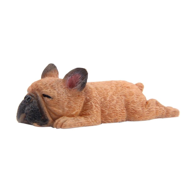 Perro en Miniatura de Resina Decoraciones Artesanales Casa Juguete Decoraciones de Escritorio Marron oscuro Cola Sleeping Corgi Dog