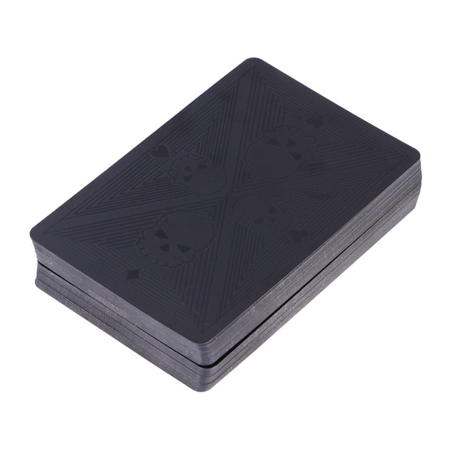 Juego de mesa de póker con diseño creativo de naipes de color negro sólido para el hogar, el bar y la oficina (estilo calavera)