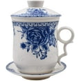 thumbnail image 1 of Chinese Porcelain Tea Mug-4 PCS Kit JingDeZhen Handmade Ceramic Kung Fu Tea Cup with Loose Leaf Tea Brewing System For Home Office Kitchen (Style K), 1 of 7