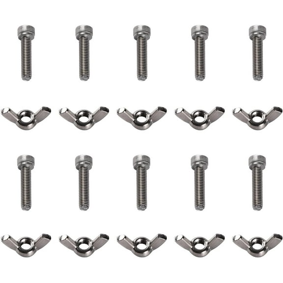 1 Box 10 Set 1/4" Bat Pins for Pottery Wheel Bats Replacement Stainless Steel Butterfly Wing Nuts Hand Twist Tighten Wingnuts Kit Screw Fastener Parts Thumb Bolts for Home Office Supplies