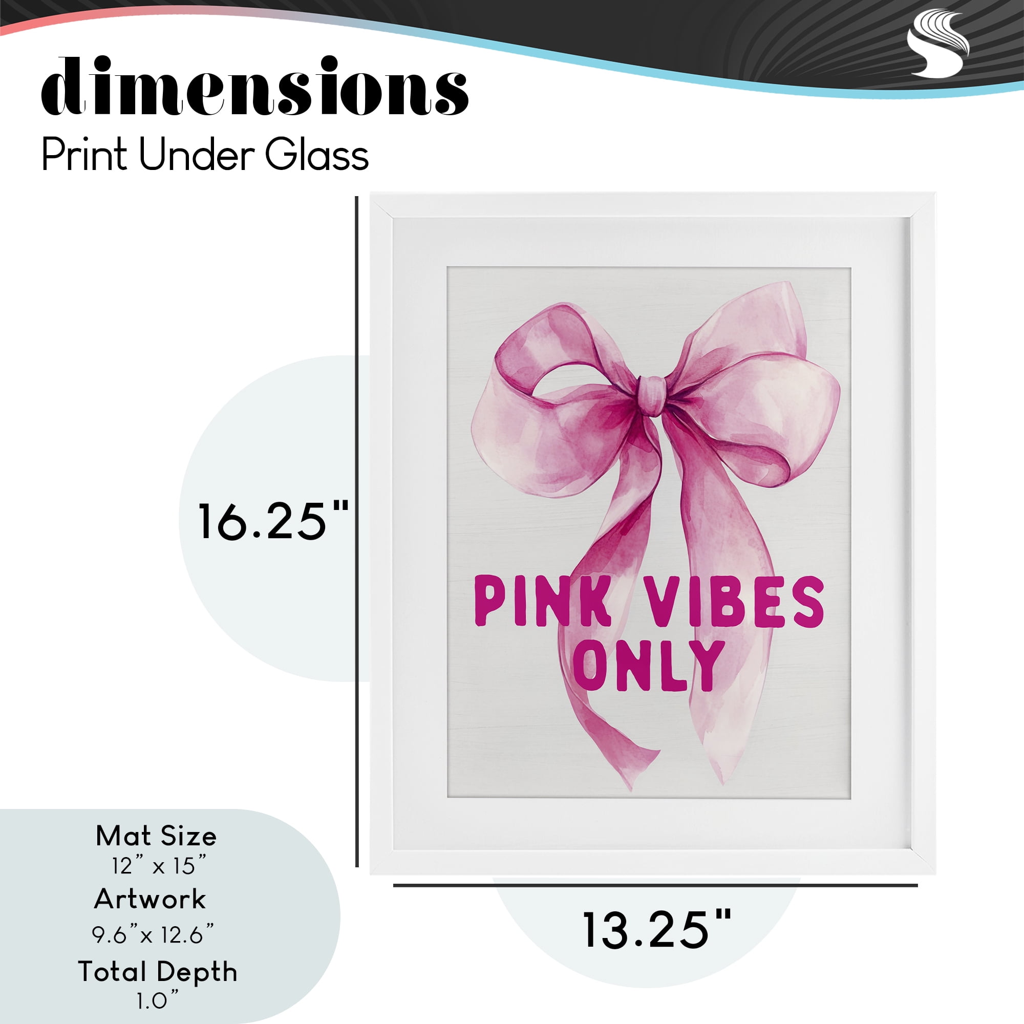 Girly Pink Vibes Only White Framed Print Under Glass, design by Lettered and Lined