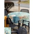 thumbnail image 4 of Teal Beach Coastal Outdoor Tablecloth - 60x60 Inch Square Dining Table Cover, Summer Nautical Coral Shell Botanical Waterproof Outdoor Table Cloth with Umbrella Hole & Zipper for Picnic/Patio/Party, 4 of 7