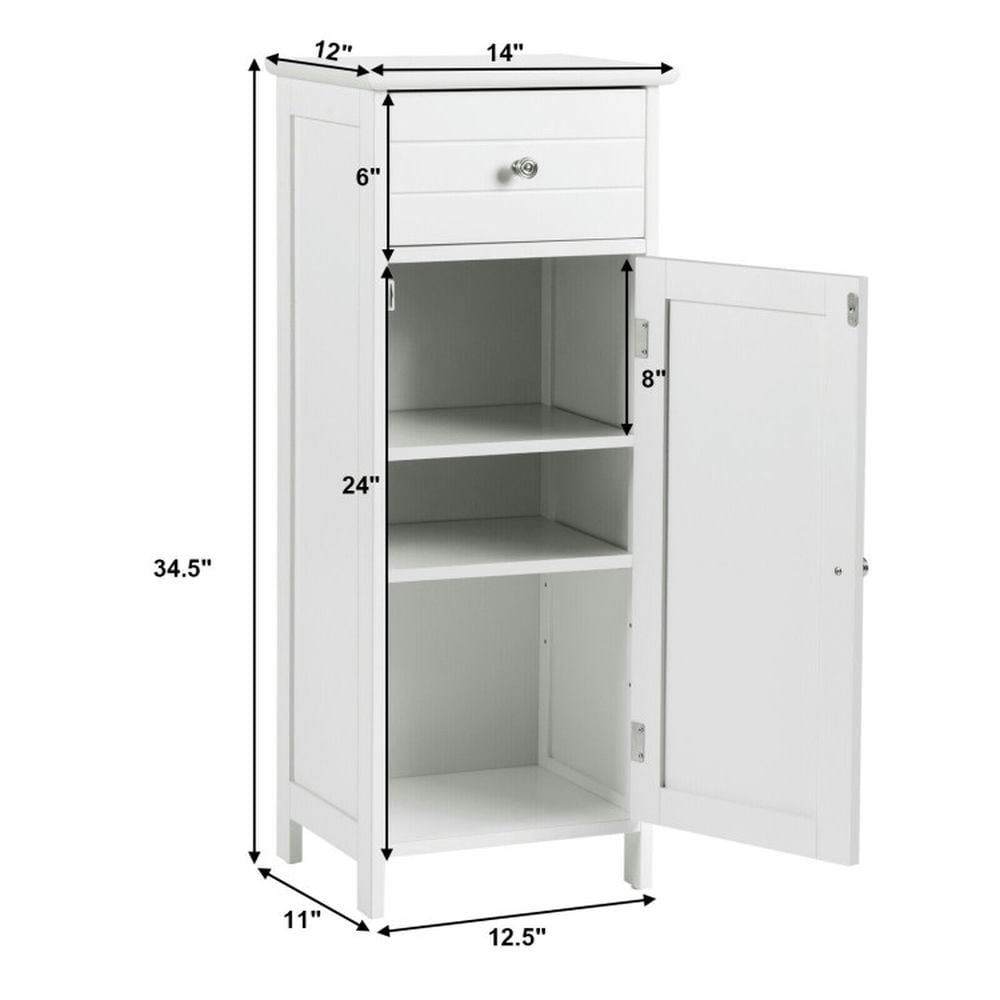 Finihen Bathroom Storage Cabinet, Bathroom Floor Cabinet, Wooden Bathroom Floor Storage Cabinet with Drawer and Shelf, for Bathroom, Living Room, Bedroom, Kitchen, White Finihen Bathroom Storage Cabinet, Bathroom Floor Cabinet, Wooden Bathroom Floor Storage Cabinet with Drawer and Shelf, for Bathroom, Living Room, Bedroom, Kitchen, White